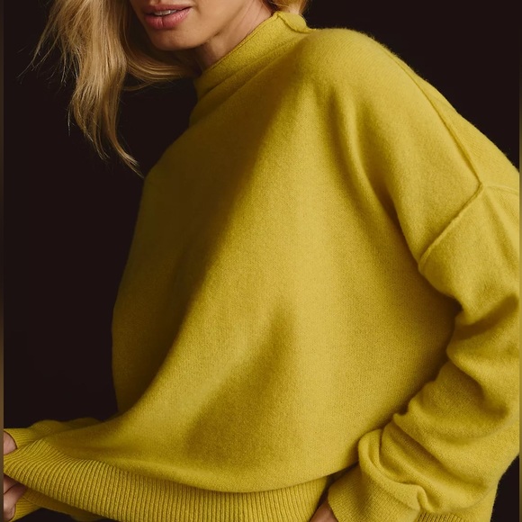 Anthropologie Sweaters - Anthropologie Yellow Cowl Neck Sweater, XL Cashmere